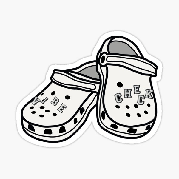 White vibe check crocs sticker for sale by trent turnbull