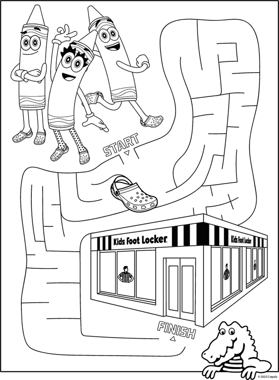 Crocs footlocker maze printable coloring page