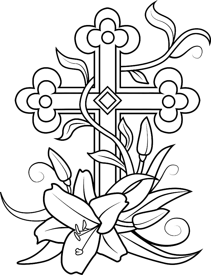 Easter cross coloring pages printable for free download