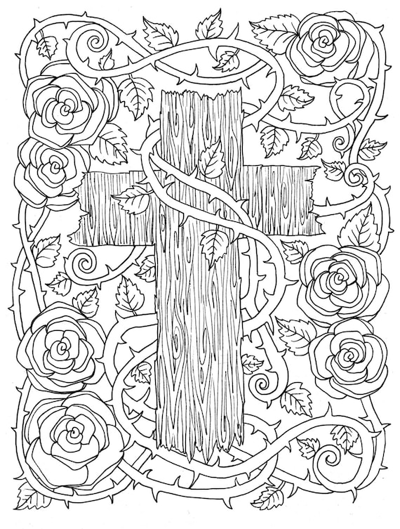 Digital pages of crosses to color instant download digi stamps coloring bookchristianchurchbibleadult coloring