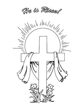 He is risen easter cross coloring page cross coloring page cross drawing christian drawings