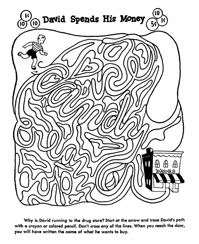 Maze activity sheet pages boy goes to the store maze activity page sheets