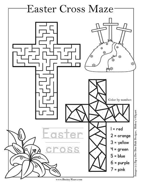 Free printable easter mazes for kids includes easter cross maze easter bunny maze eâ easter sunday school easter sunday school crafts easter crafts christian