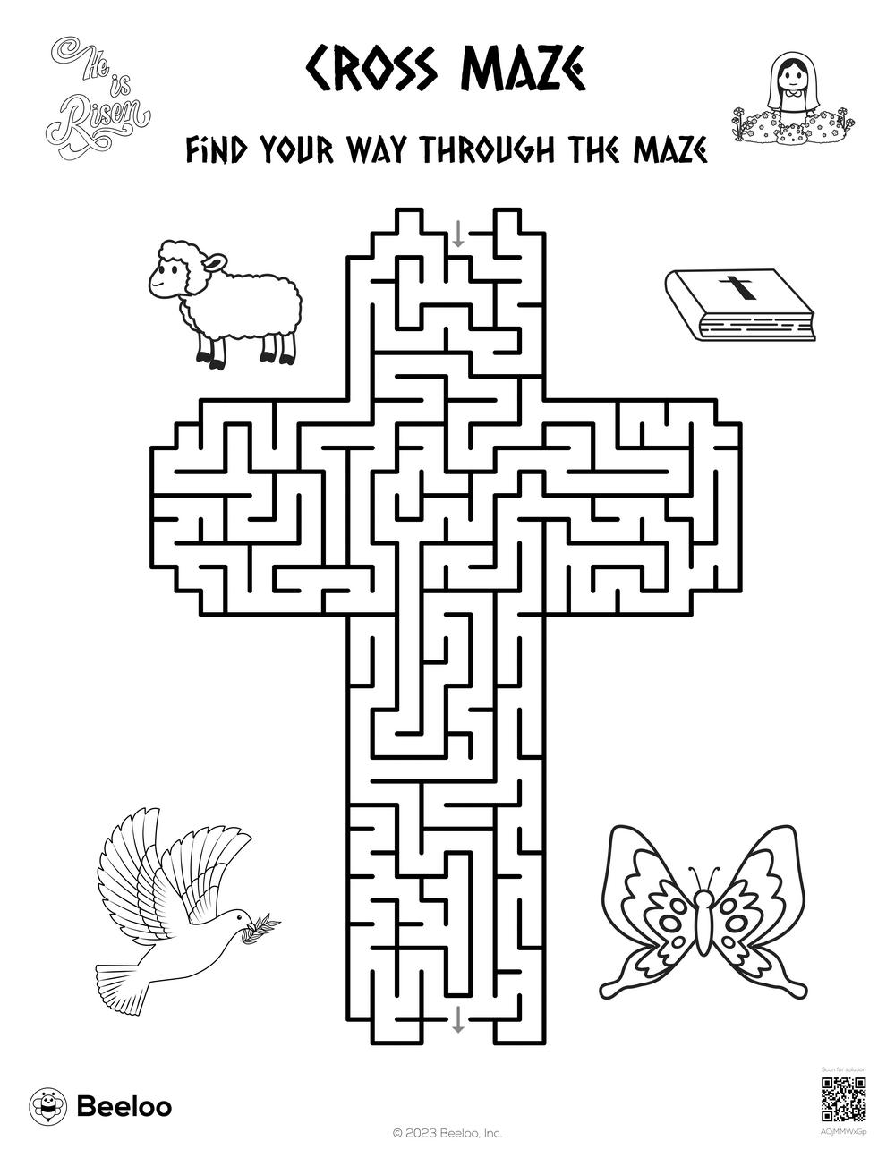 Cross maze â printable crafts and activities for kids