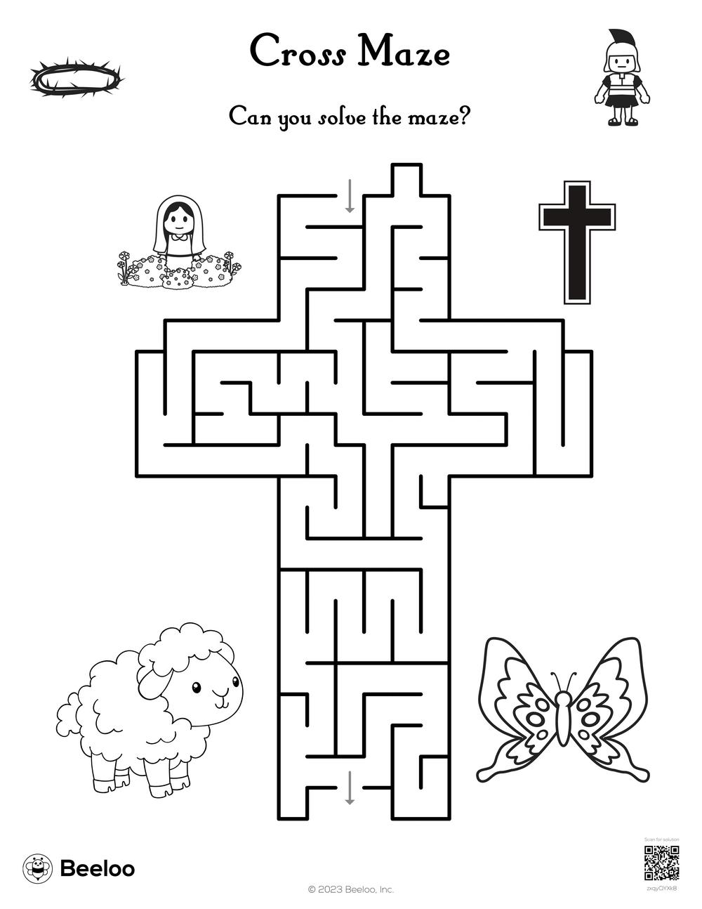 Cross maze â printable crafts and activities for kids