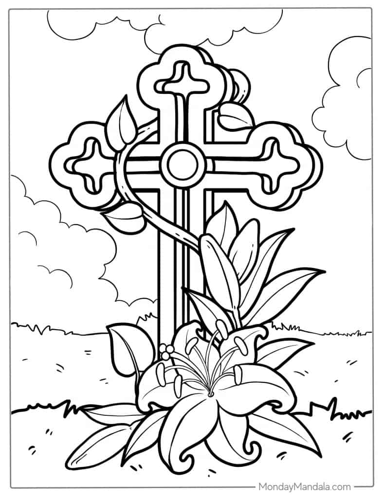 Cross coloring pages free pdf printables