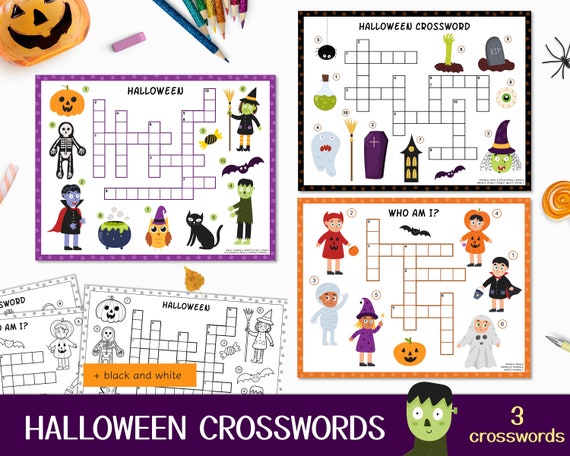 Halloween crossword puzzles pdf for kids halloween crossword printable halloween activity pages halloween worksheets halloween word game