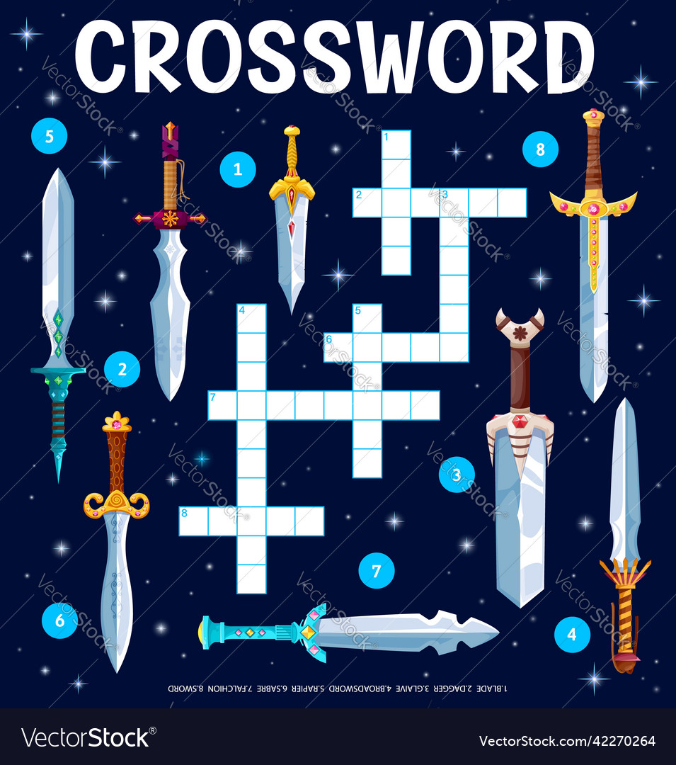 Fantasy magic swords blades crossword puzzle vector image
