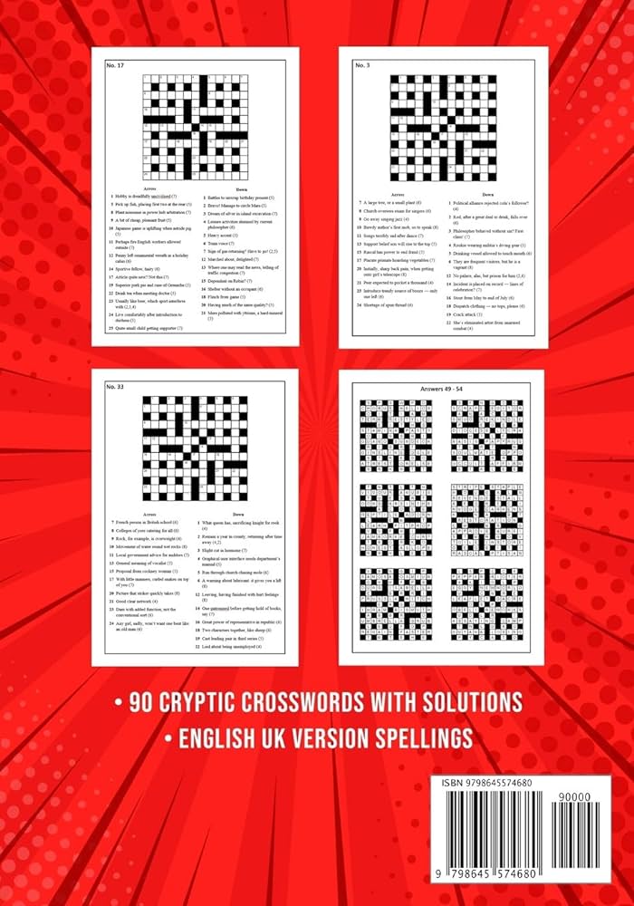 Cryptic crossword puzzle book for adults quick daily cryptic cross word activity books puzzles uk version publishing puzzle king books