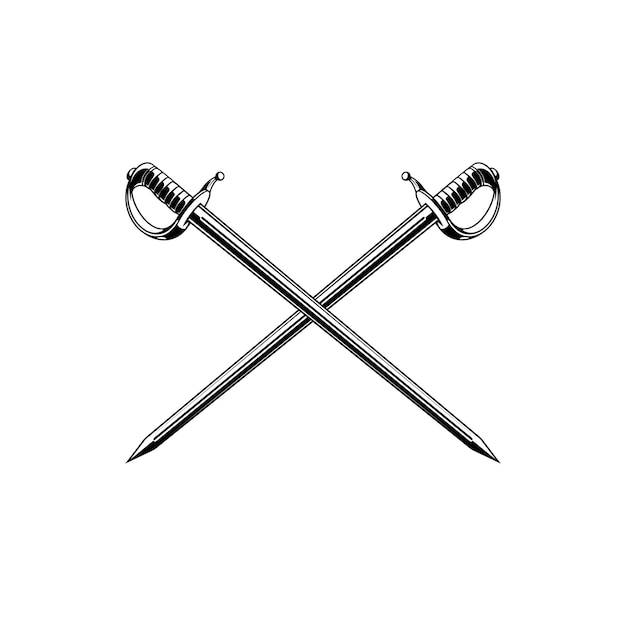 Premium vector medieval crossed swords vector
