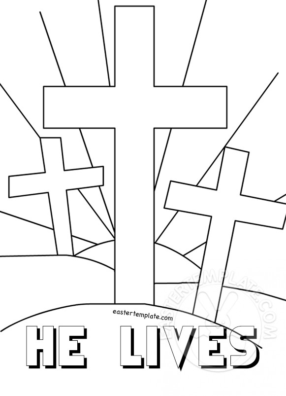 He lives cross coloring page