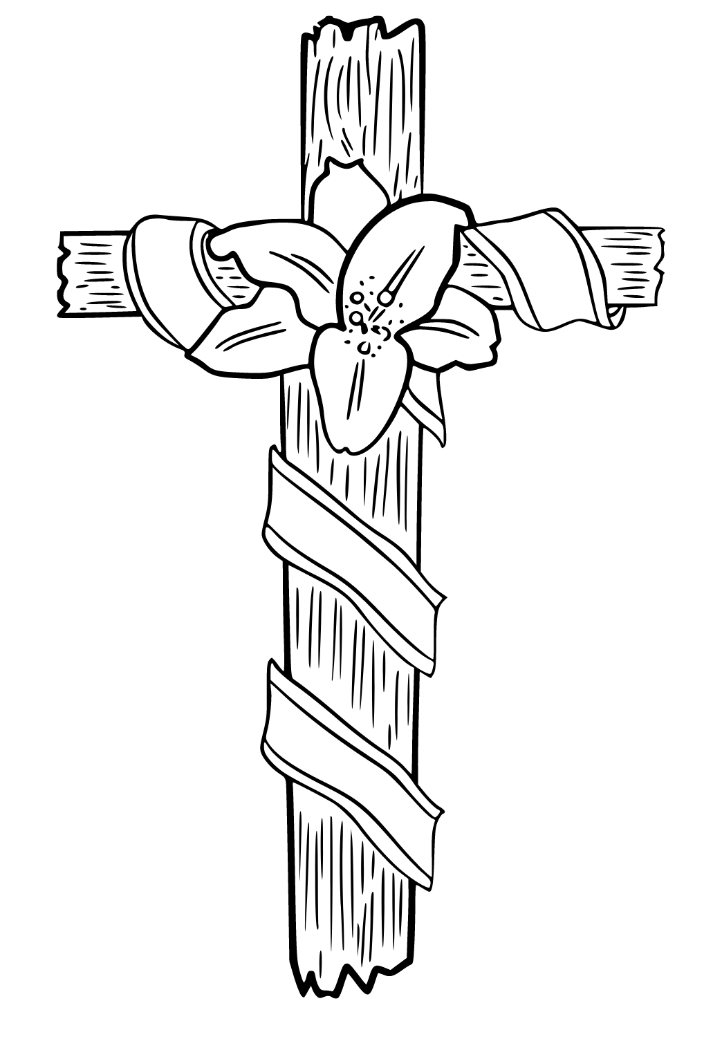 Free printable cross flower coloring page for adults and kids