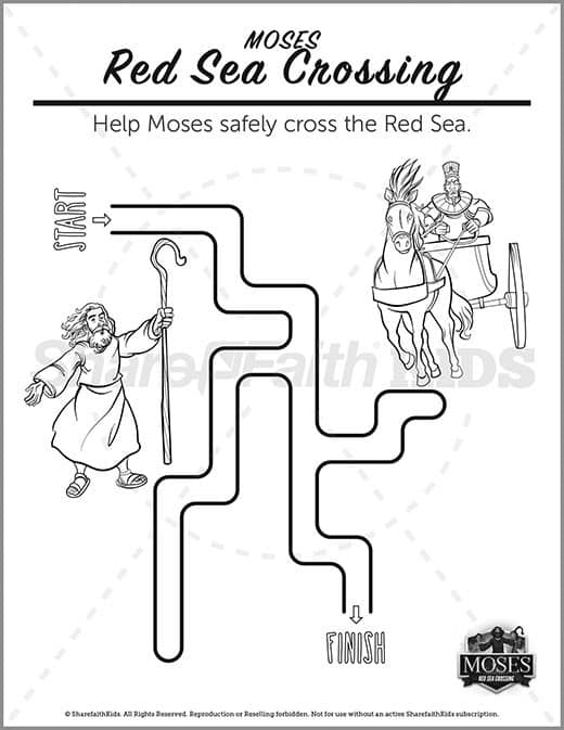 Exodus the red sea crossing preschool mazes â