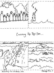 Moses parted the red sea coloring pages