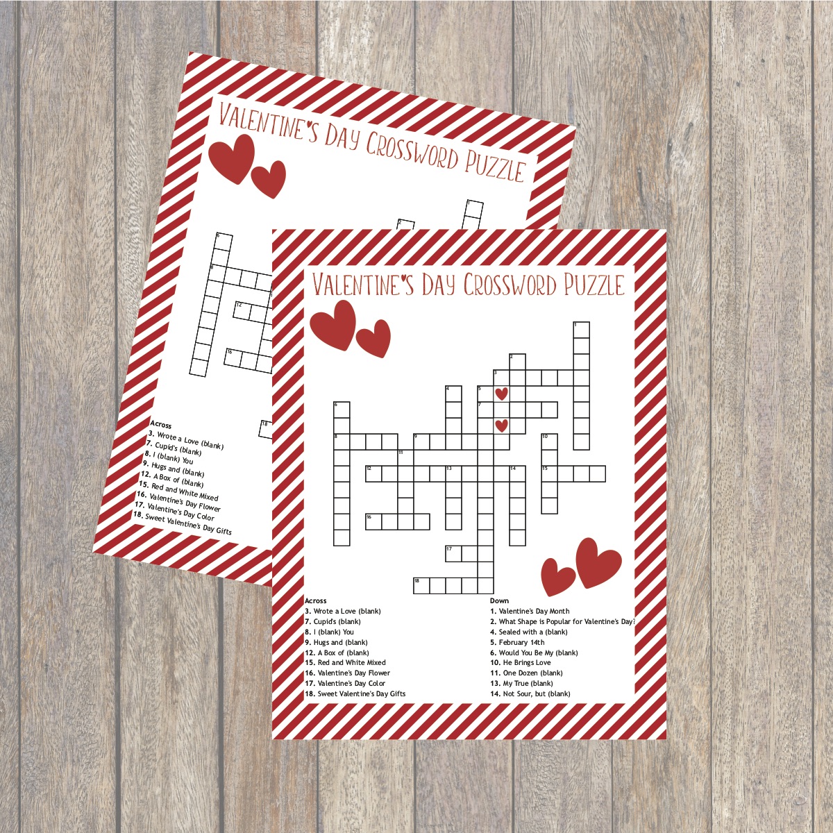 Valentines day crossword puzzle