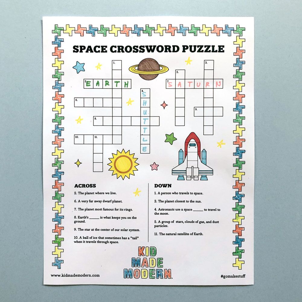 Free space crossword puzzle printable â kid made modern