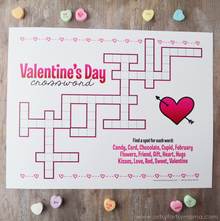 Free printable valentines day crossword artsy