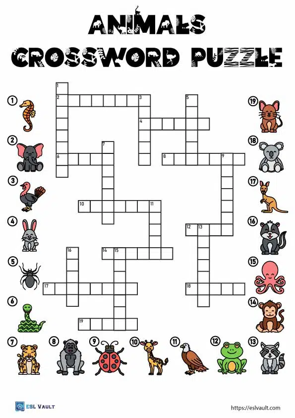Free printable animal crossword puzzles
