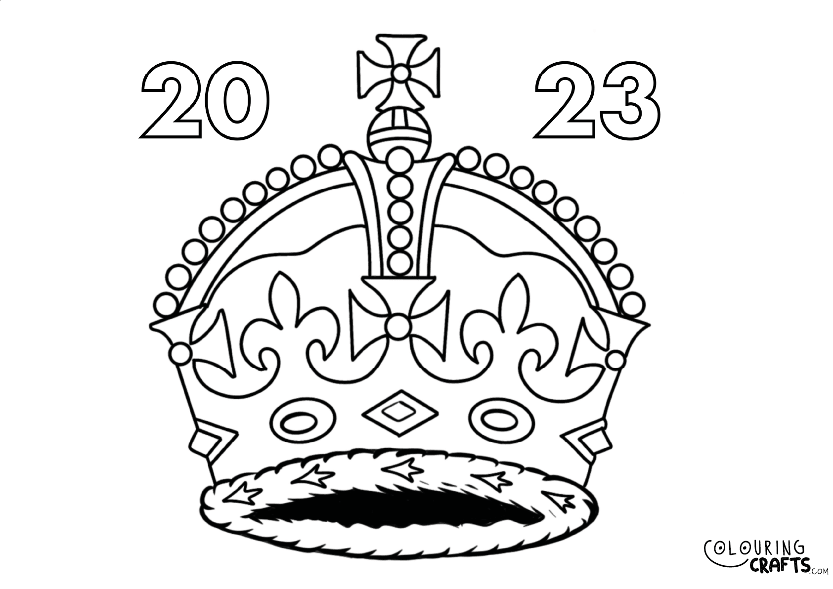 King charles iii crown coronation colouring page