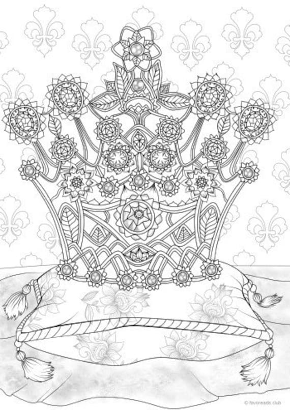 Crown printable adult coloring page from favoreads coloring book pages for adults and kids coloring sheets colouring designs