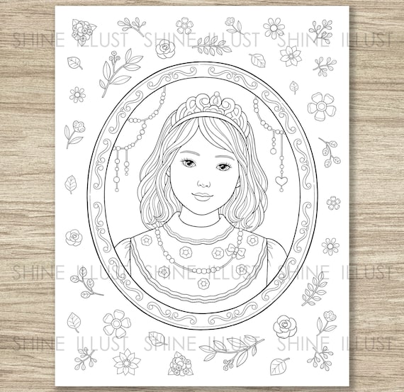 Girl with crown princess girl my childhood coloring sheet printable coloring page coloring page beautiful girl my daughter coloring