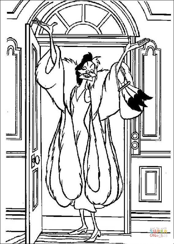 Cruella de vil coloring page free printable coloring pages