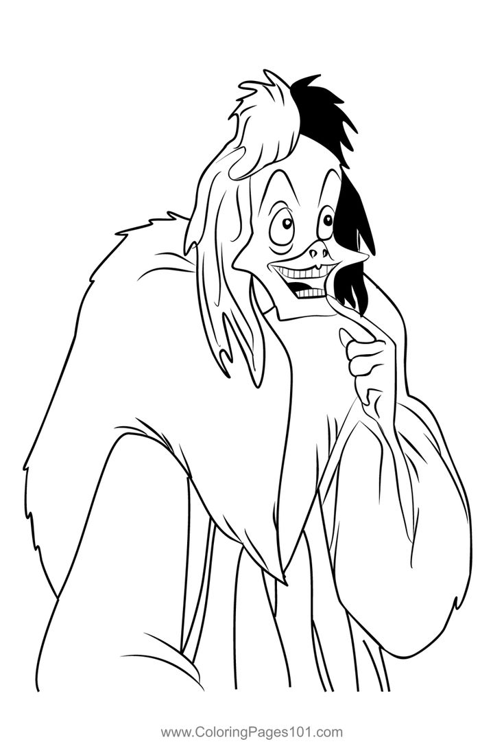 Cruella de ville coloring page coloring pages coloring pages for kids dalmatians