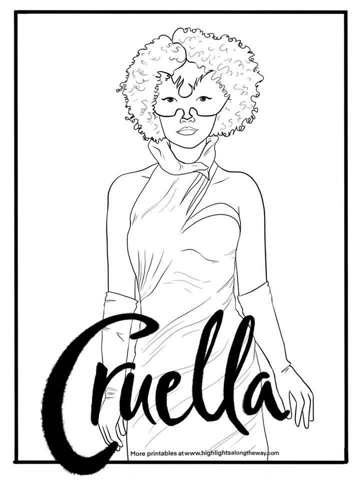 Cruella and artie coloring pages inspired by emma stone