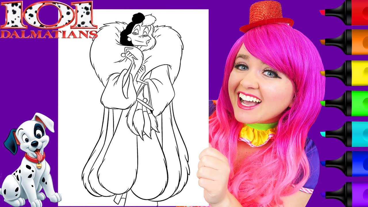 Coloring dalatians cruella de vil disney villains arkers