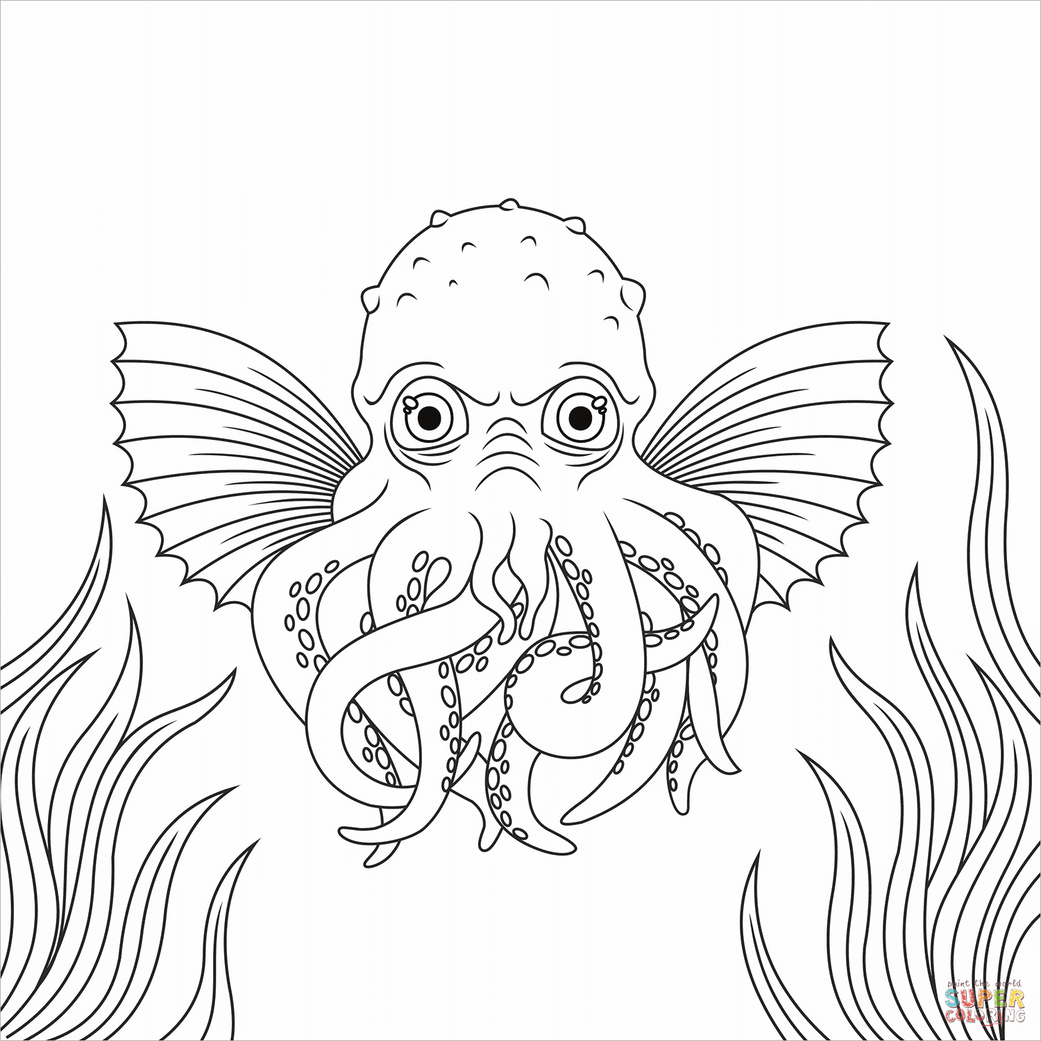 Cthulhu coloring page free printable coloring pages