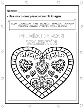 Spanish valentines day color by number and the color given dãa de san valentãn