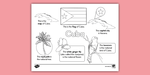 Cuba facts coloring sheet teacher