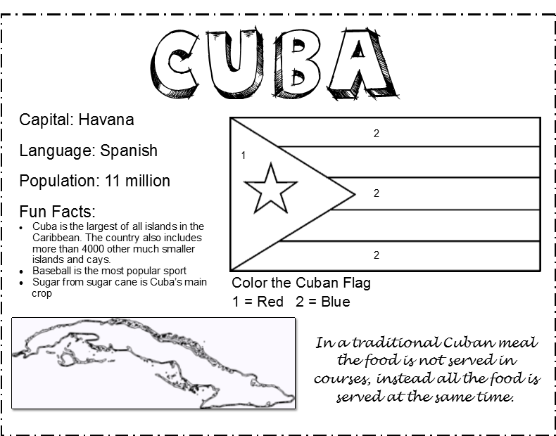 Passport to flavor cuba flag coloring pages cuba hispanic heritage month activities