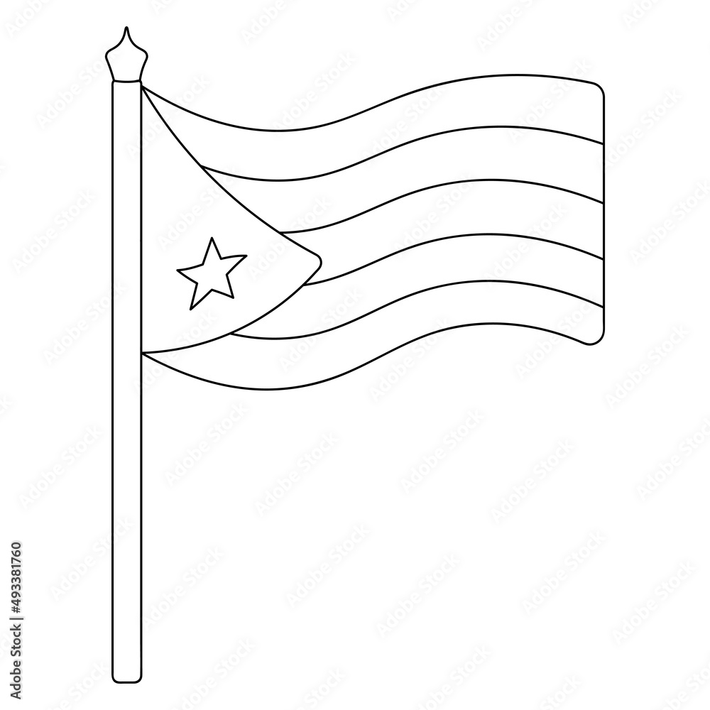 Flag of cuba sketch vector illustration coloring book for children the fabric canvas is decorated with