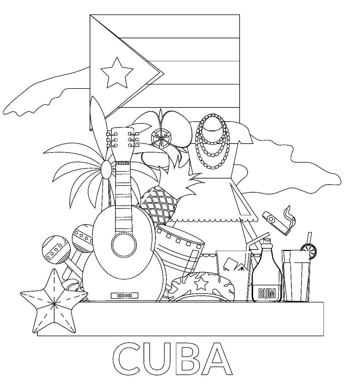 Free printable cuba fãrbung seite