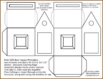 Kids gift box house box coloring page pattern project printable tpt