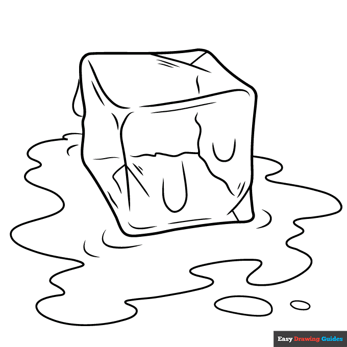 Ice cube coloring page easy drawing guides