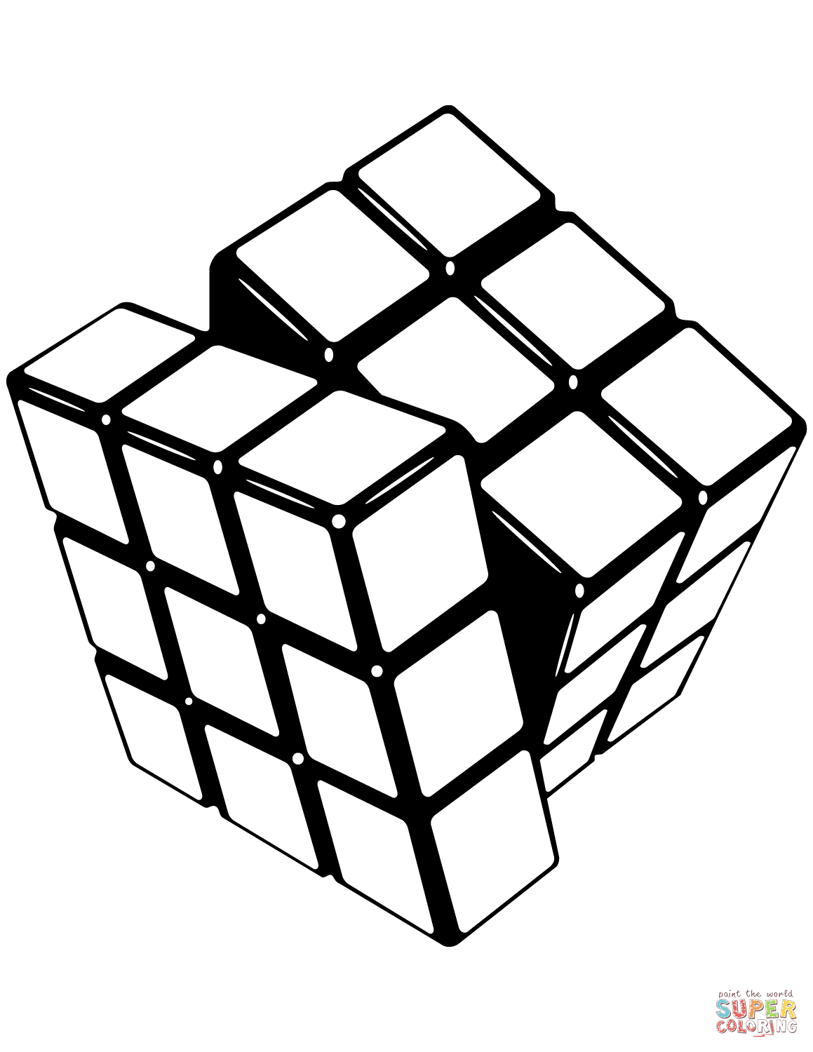 Rubiks cube coloring page free printable coloring pages