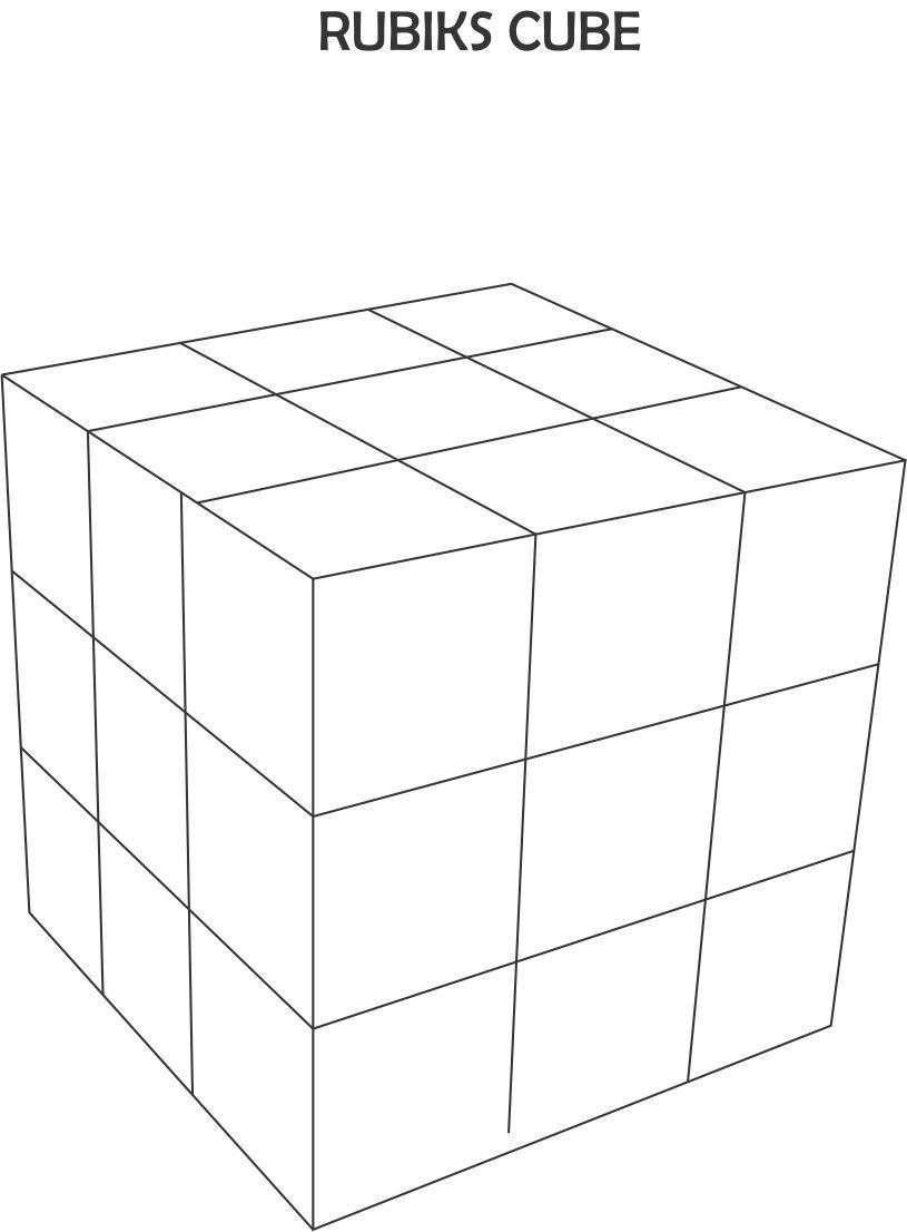 Rubicks cube coloring printable page for kids