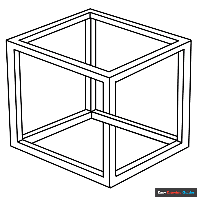 Impossible cube coloring page easy drawing guides