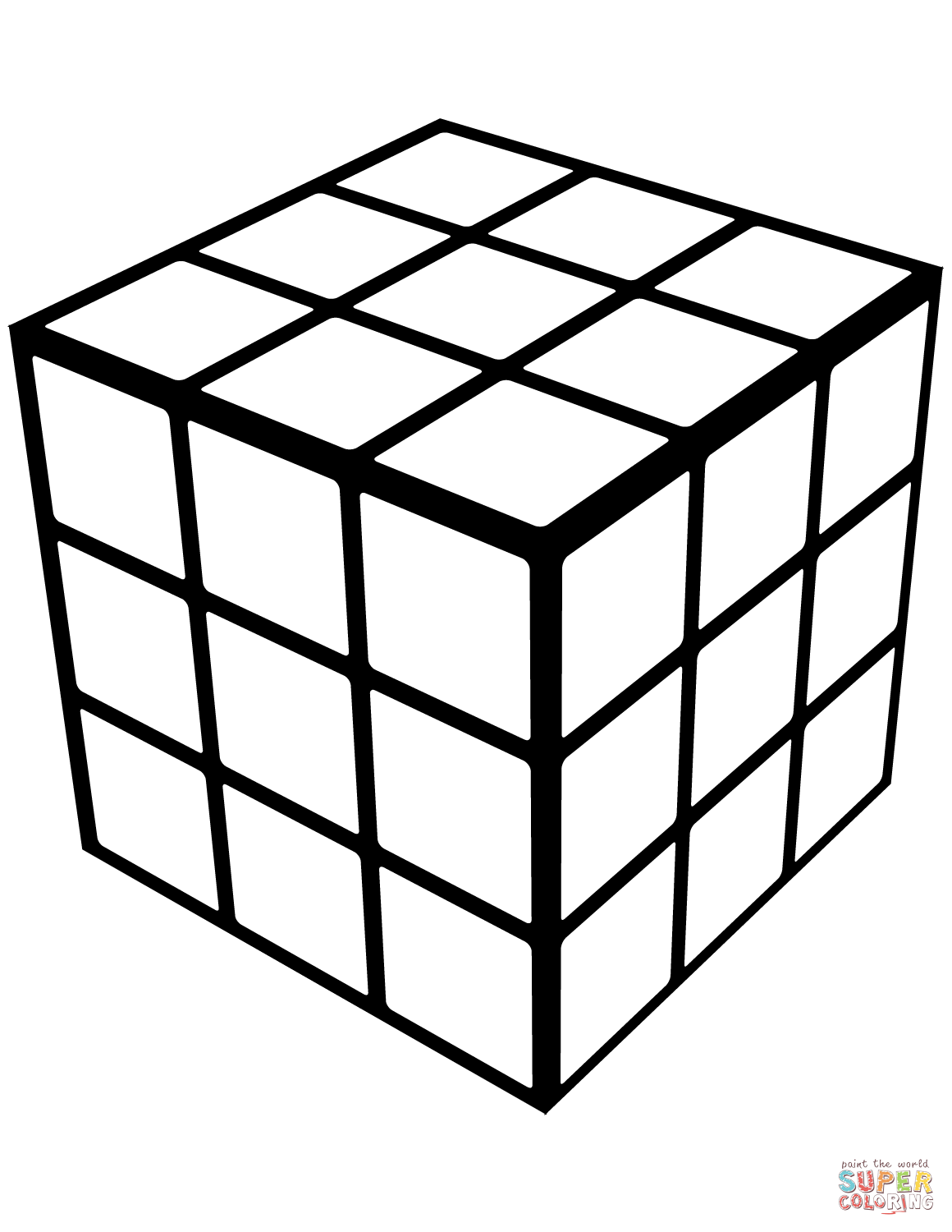 Rubiks cube coloring page free printable coloring pages