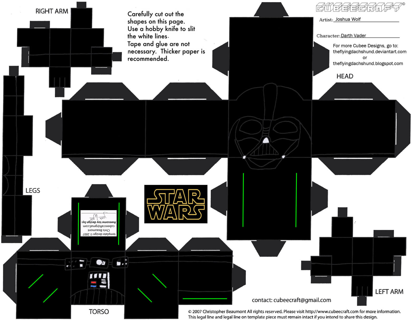 Darth vader paper toy free printable papercraft templates