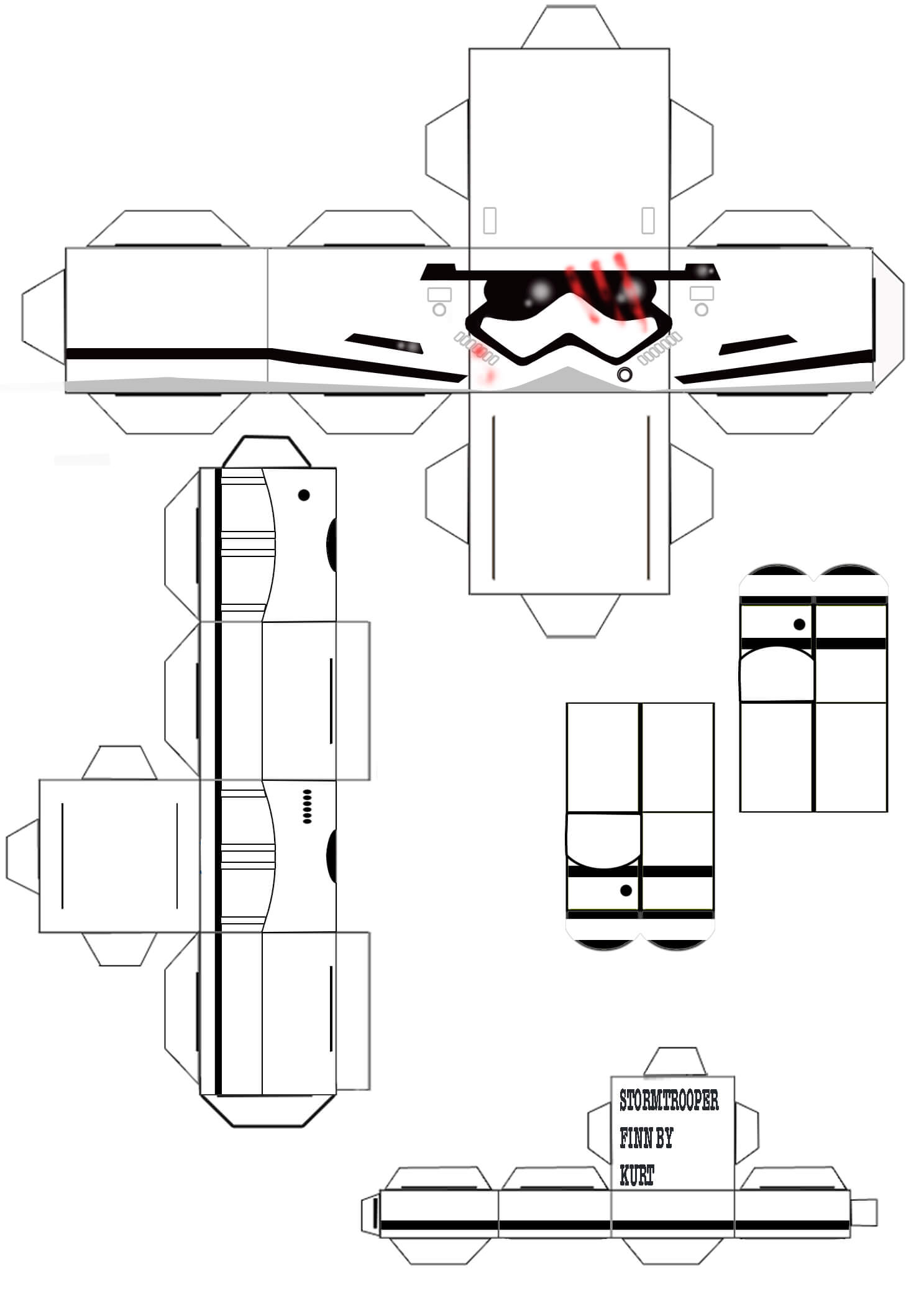 Finn stormtrooper from star wars paper toy free printable papercraft templates