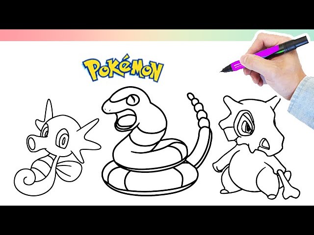 Coloring pokemon horsea ekans and cubone i fun colouring videos for kids