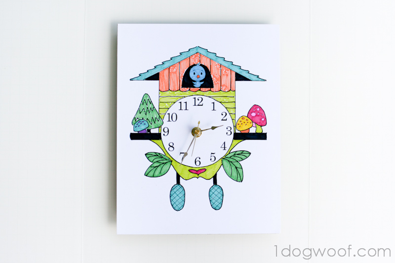 Color and create your own cuckoo clock