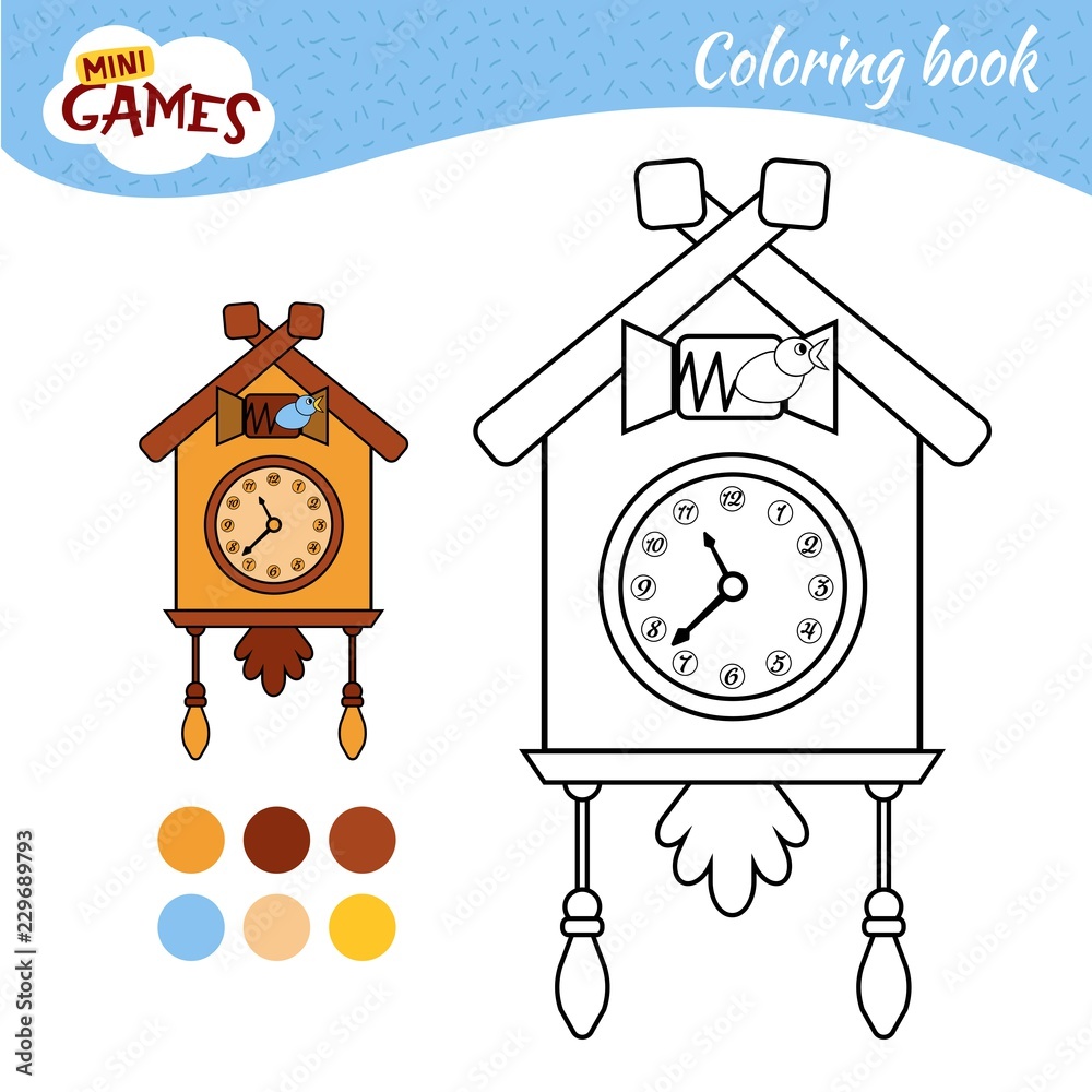 Coloring book for children cartoon cuckoo