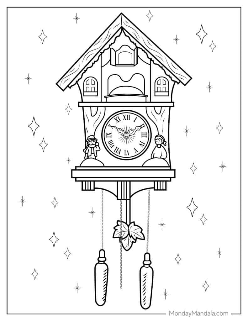 Clock coloring pages free pdf printables