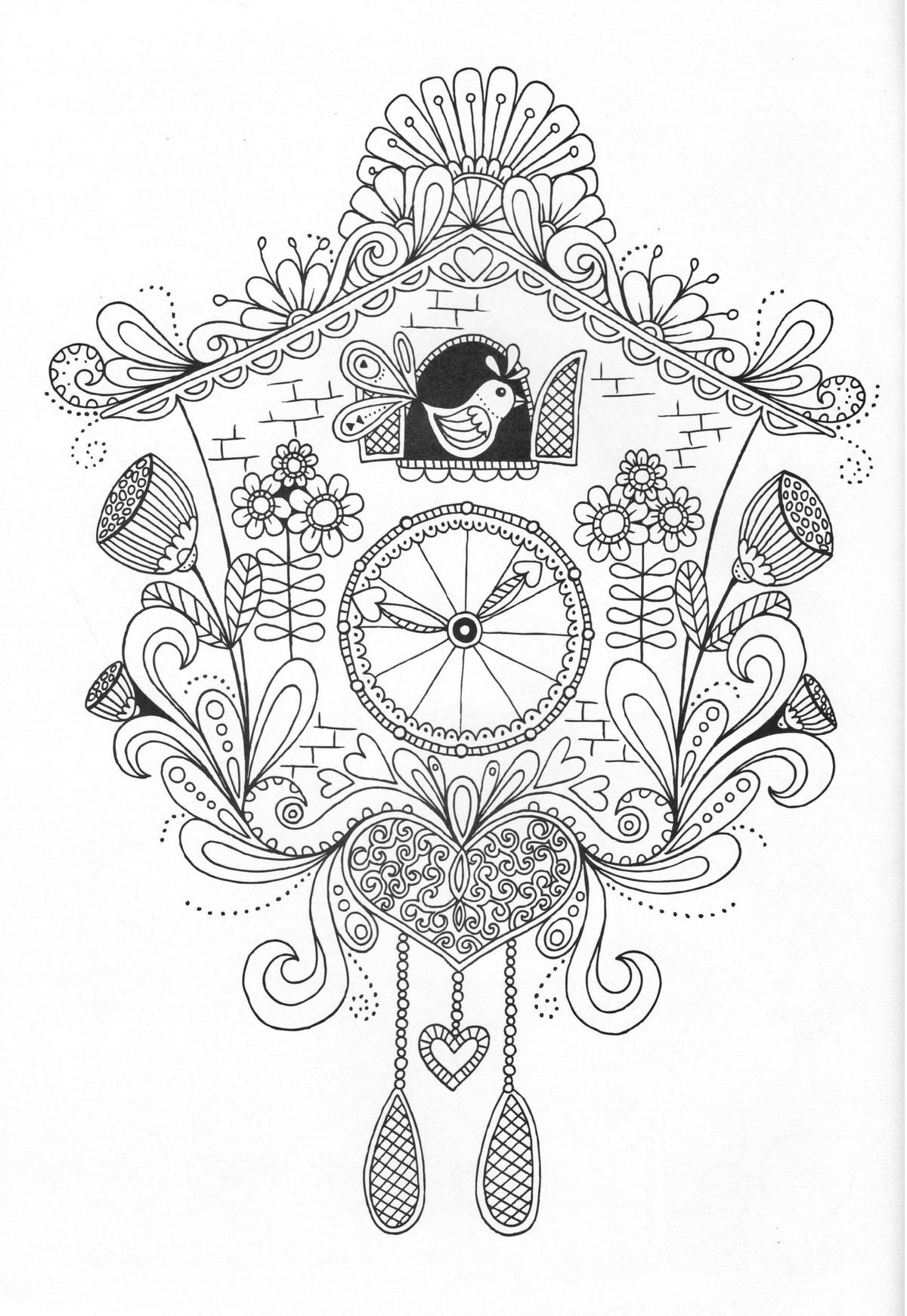 Cuckoo clock coloring page free adult coloring pages coloring pages coloring pages to print