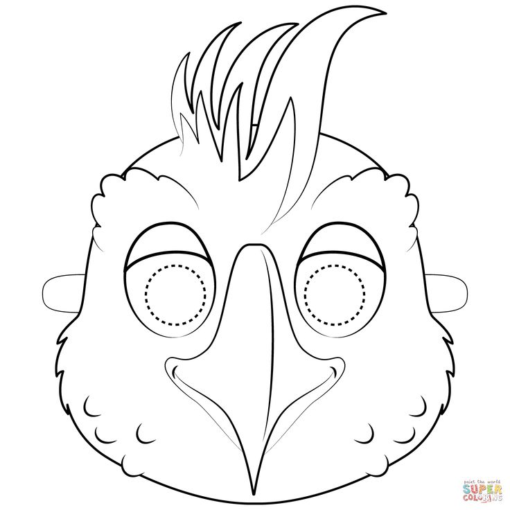 Cockatoo mask coloring page free printable coloring pages free printable coloring pages bird coloring pages coloring pages