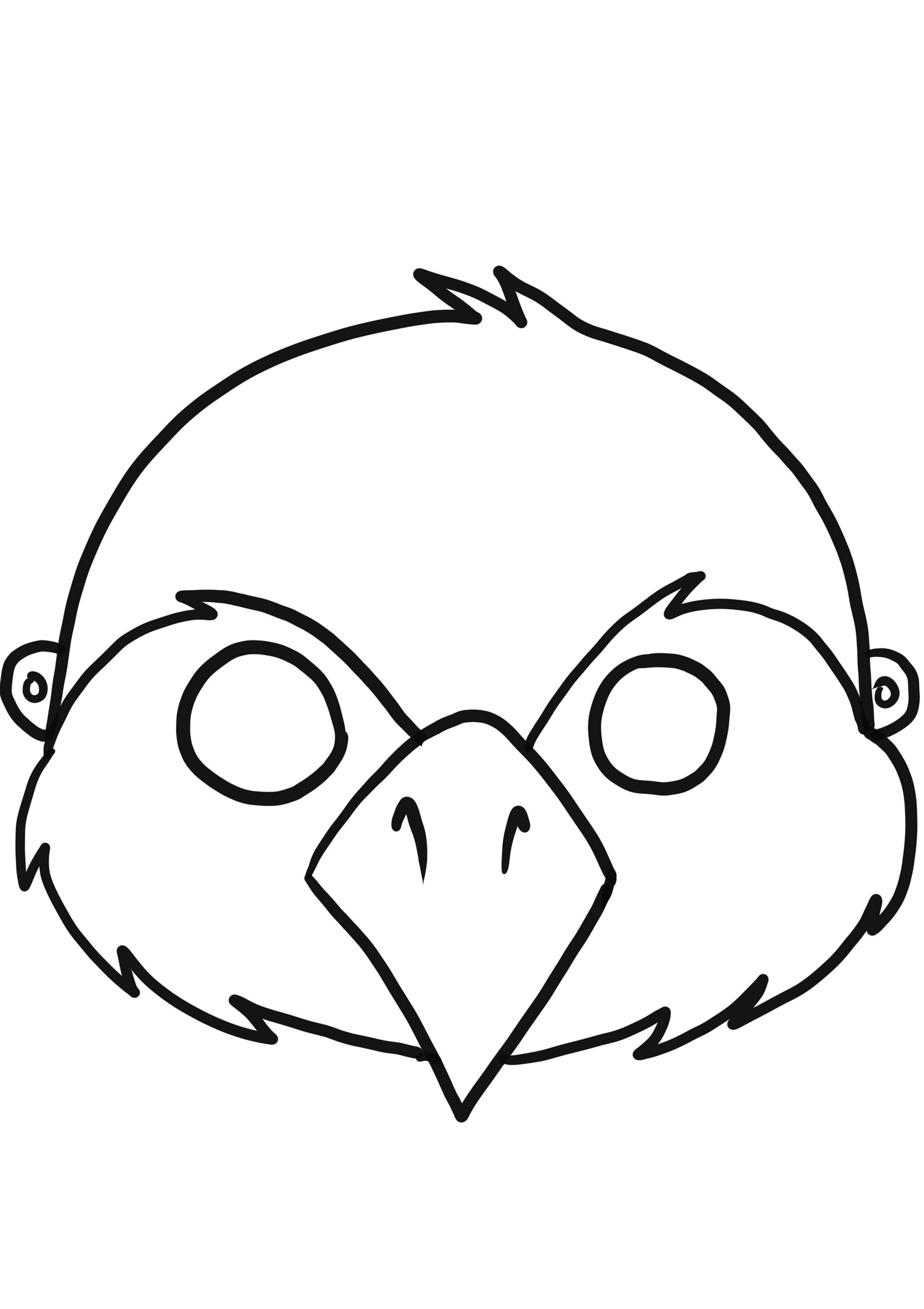 Cuckoo mask coloring page to cut out